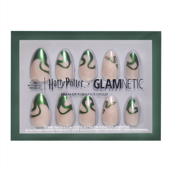 Harry Potter x Glamnetic Press on Nails with Glue - Parseltongue Short Almond - Picture 1 of 6
